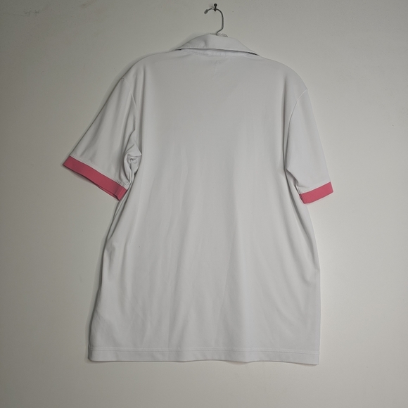 ADIDAS Golf Polo Shirt Size M White and Neon/Pink Men - Picture 9 of 9